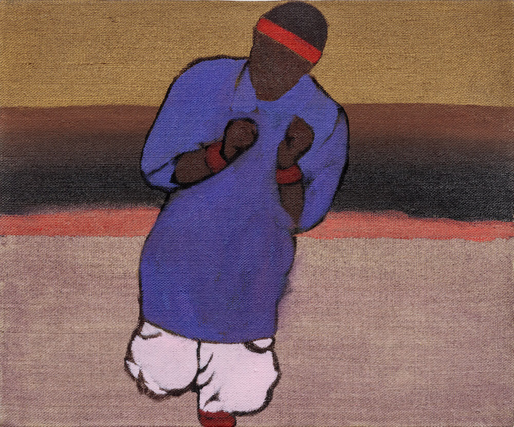 Omari Douglin, <i>Time traveler from 2005</i>, 2001. Oil on linen 9 x 11 in (22.9 x 27.9 cm)